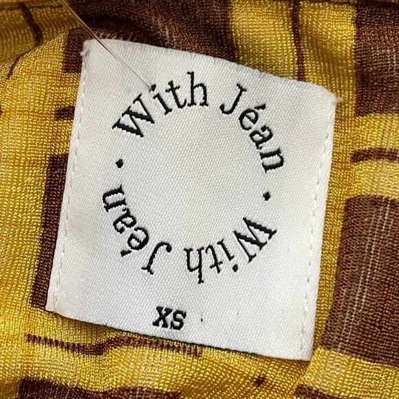 With Jean Andy Long Sleeve Button Front Check Dress Yellow XS Clueless Y2K - Picture 11 of 15